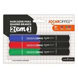 Kit 3 Pincel Marcador Quadro Branco 2 Em 1 Jocar Office