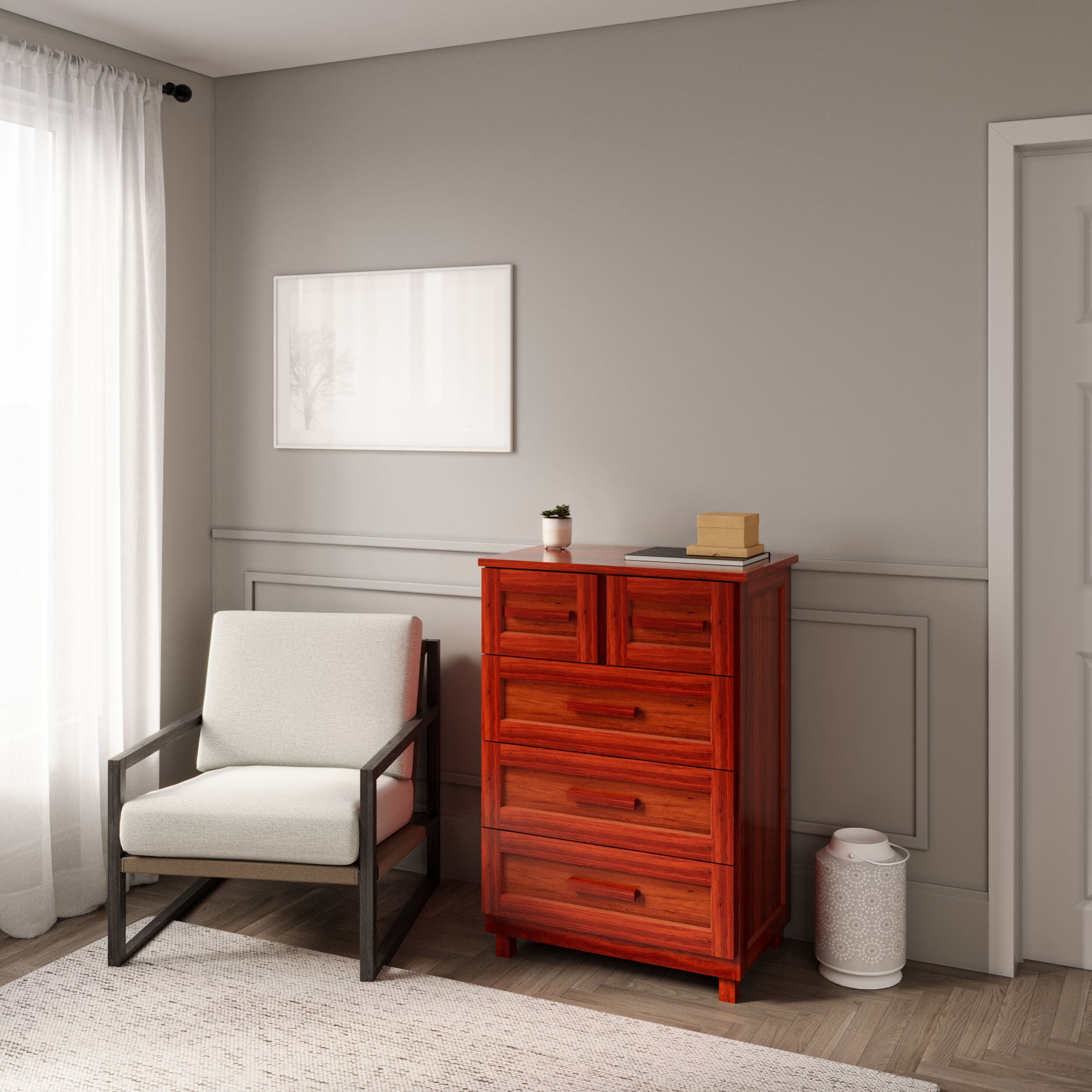 Cômoda 5 Gavetas 103 Cm Clássico Manaus Mel