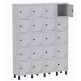 Roupeiro Aço Light 20 Portas Cinza Tranca Cadeado Pandin
