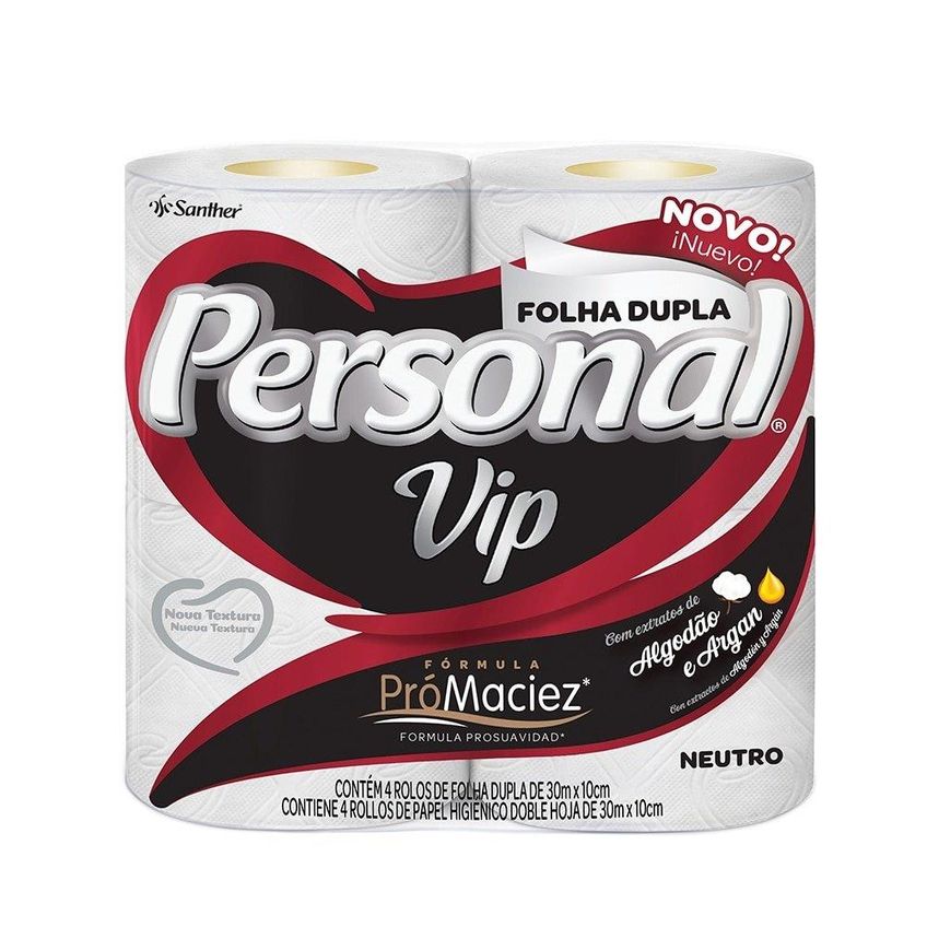 Papel Higiênico Personal Vip Folha Dupla Neutro 30m 16 Embalagens com 4 Unidades - imagem 3