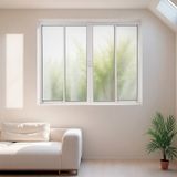 Janela De Alumínio De Correr 100x120cm 4 Folhas 2 Fixas Com Vidro Liso Linha Soft Mgm Branco Branco