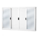 Janela Veneziana Aço 6 Folhas MGM Minas Sul 100cmx150cm Vidro Liso Incolor Branco