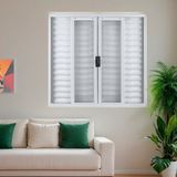 Janela De Aço Veneziana De Correr 120x200cm 6 Folhas Com Grade Minas Sul Mgm Branco