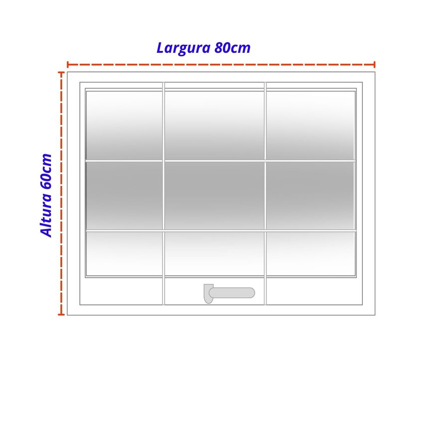 Janela De Aço Maxim-ar 60x80cm Com Grade Minas Sul Mgm Branco Branco - imagem 5