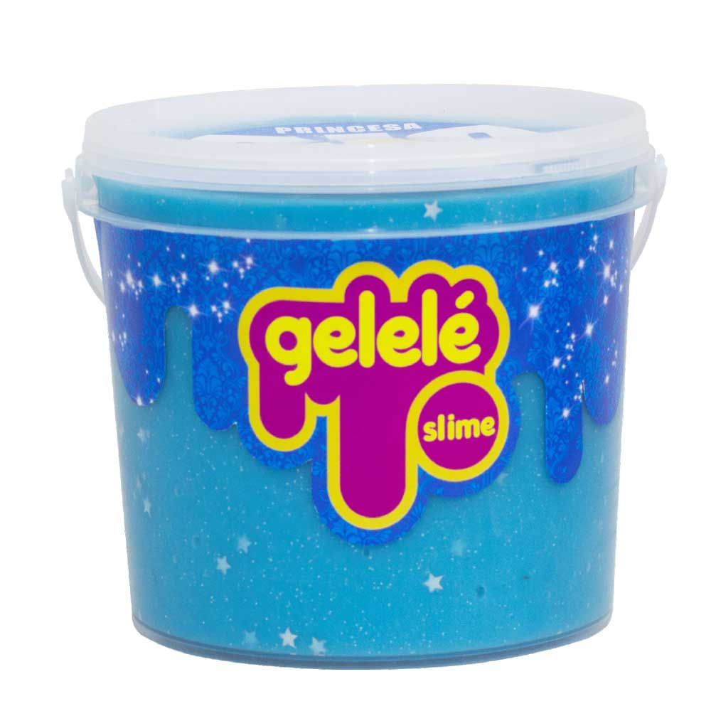Balde De Massinha Gelele Slime Big Princesa Azul Doce Brinquedo