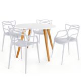 Conjunto Mesa De Jantar Redonda Laura 120cm Branca Com 4 Cadeiras Allegra - Cinza