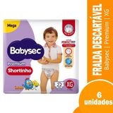 Fralda Descartável Babysec Shortinho Mega Extra Grande - 6 Pacotes Com 22 Fraldas - Total 132 Tiras