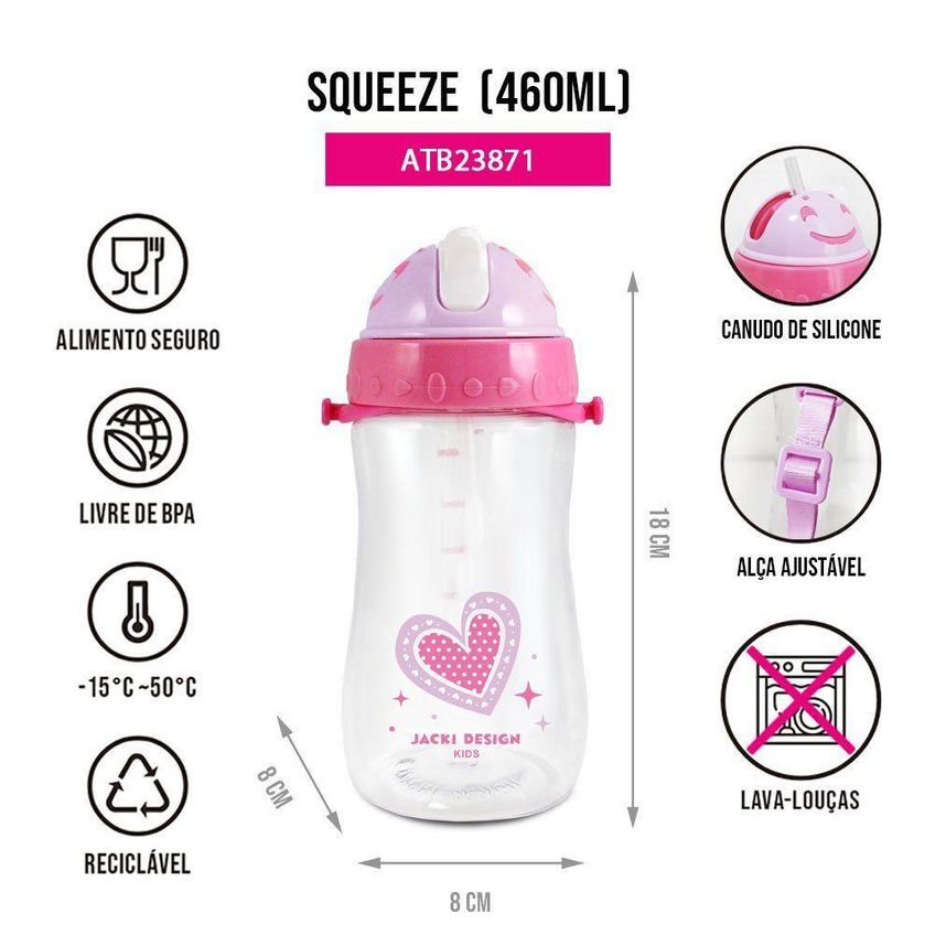 Garrafa Infantil 460ml Jacki Design - Piccolino Pink - imagem 5
