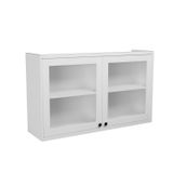 Armário Aéreo 120cm 2 Portas Com Vidro Moldurado Cozinha Sevilha Branco