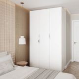 Guarda Roupa Modulado 3 Portas Com Cabideiro Hera Cabecasa Madeiramadeira Branco Geada/preto