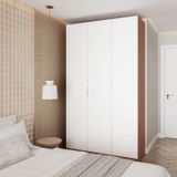 Guarda Roupa Modulado 3 Portas Com Cabideiro Hera Cabecasa Madeiramadeira Louro/branco Geada/cromado