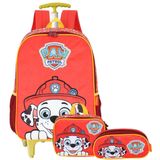 Mochila Patrulha Canina Rodinhas + Lancheira + Estojo Duplo
