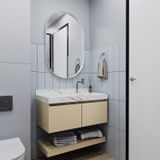 Gabinete/toucador Para Banheiro 80cm Melissa Com Cuba Esculpida Em Porcelanato Capuccino