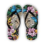 Chinelo  Animal Print  Onça Floral