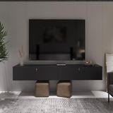 Rack Suspenso Para Tv Até 70 Polegadas 2 Portas Grécia 180cm Preto E Nature