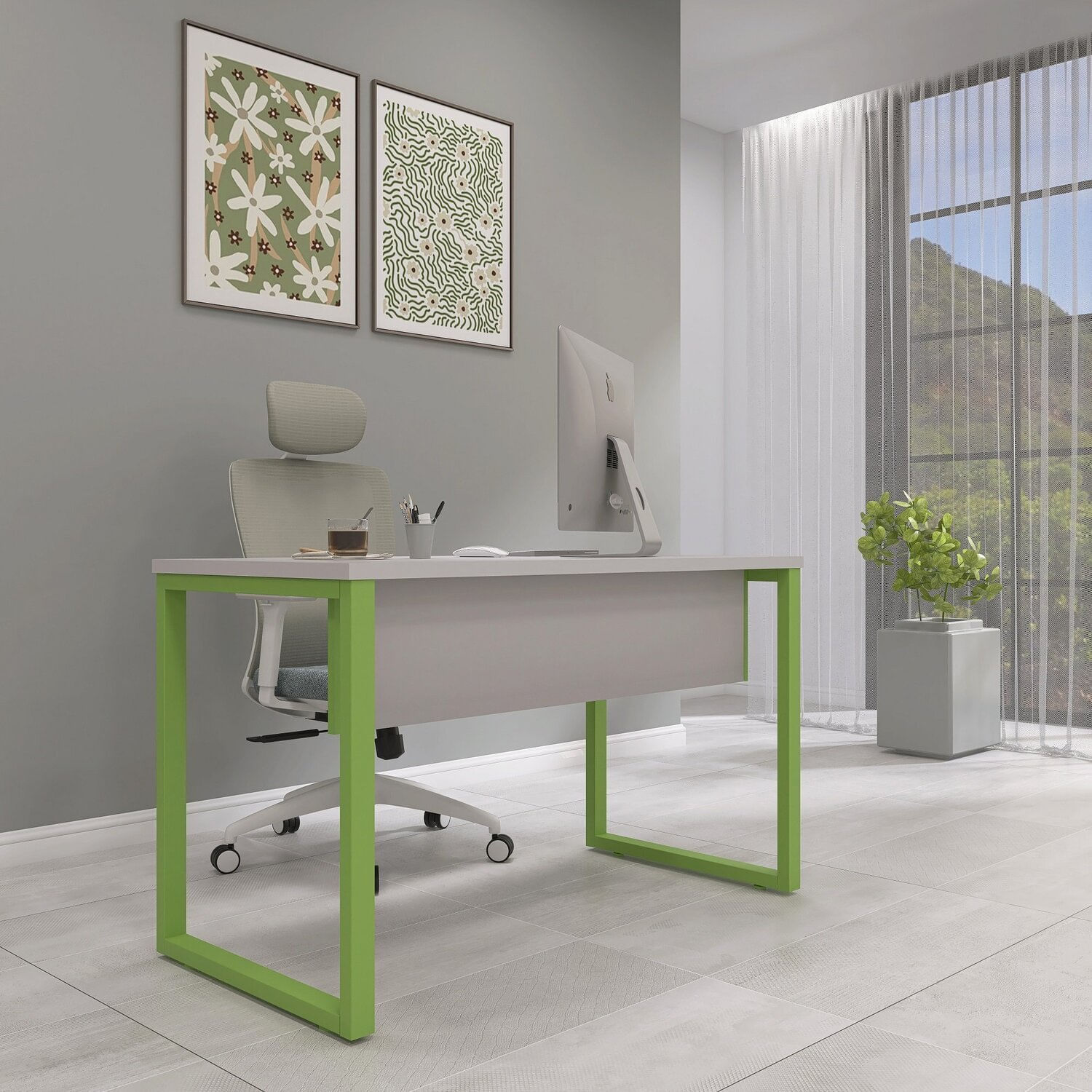 Mesa Madeira 120cm X 60cm M120/60p25tub Cinza/verde