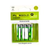 Cartela De Pilhas Alcalina Aa 8 Unidades Fk-aak8 Flexgold