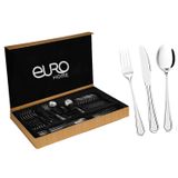 Faqueiro Jogo De Talheres 30 Peças Inox Com Caixa Bambu Luxo