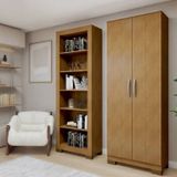 Kit 2 Peças Com Estante Flex 5 Prateleiras E Armário Multiuso 2 Portas Cinamomo