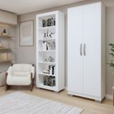 Conjunto Estante Flex 5 Prateleiras E Multiuso 2 Portas Branco