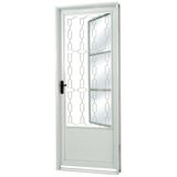 Porta de Aço com Postigo Grade Elo Vidro Liso Minas Sul 215cmx85cmx12cm MGM Branco