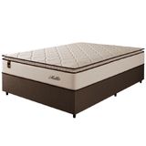 Cama Box Casal King Colchão Molas Ensacadas Com Pillow Malttês 193x203x66cm Suede Cáqui Hellen Bege