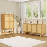 Kit Balcão 4 Portas Rattan Com Cristaleira Porta Rattan Magna Cabecasa Madeiramadeira Mel