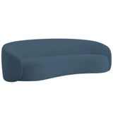 Sofá 3 Lugares 200cm Orgânico Luxo Recepção Amore Linho Azul Royal