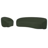 Kit Sofá 3 Lugares 180cm E Poltrona Orgânica Luxo Recepção Amore Linho Verde