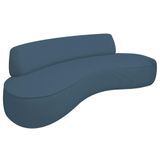 Sofá Curvo 3 Lugares Orgânico Amsterdã 180cm Linho Adj Decor Azul Royal