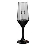 Taça Pomba Gira Tridente Rosa Negra Champagne Vidro 186ml