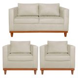 Kit Sofa 2 Lugares E 2 Poltronas Europa Bouclé Adj Decor Bege