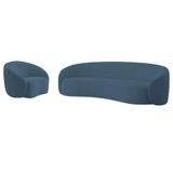 Kit Sofá 3 Lugares 200cm E Poltrona Orgânica Luxo Recepção Amore Linho Adj Decor Azul Royal