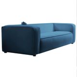 Sofá 2 Lugares 160cm Orgânico Luxo Recepção Cecília Linho Adj Decor Azul Royal