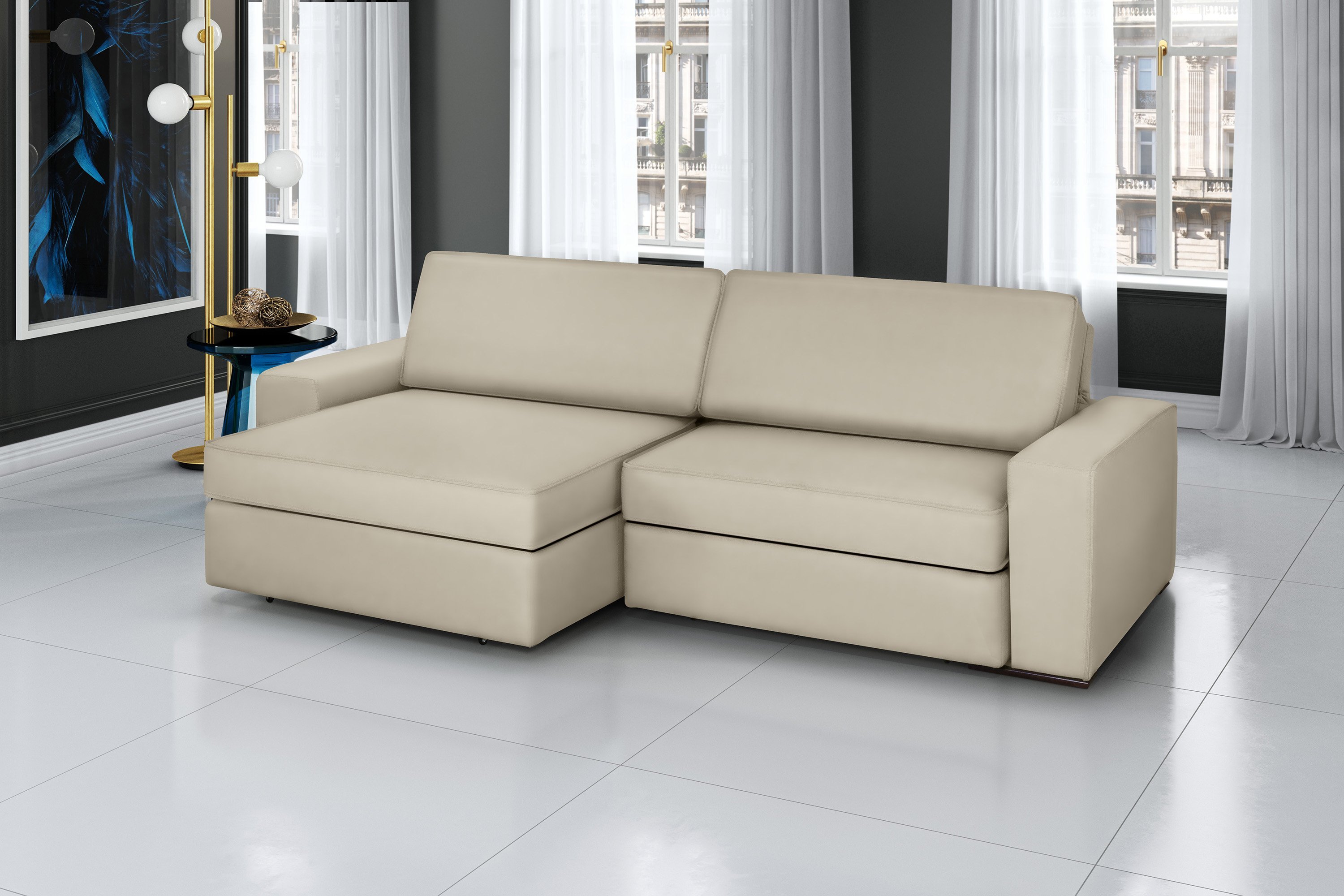 Sofá Cosmos - Retrátil / Reclinável 240 Cm Marfim