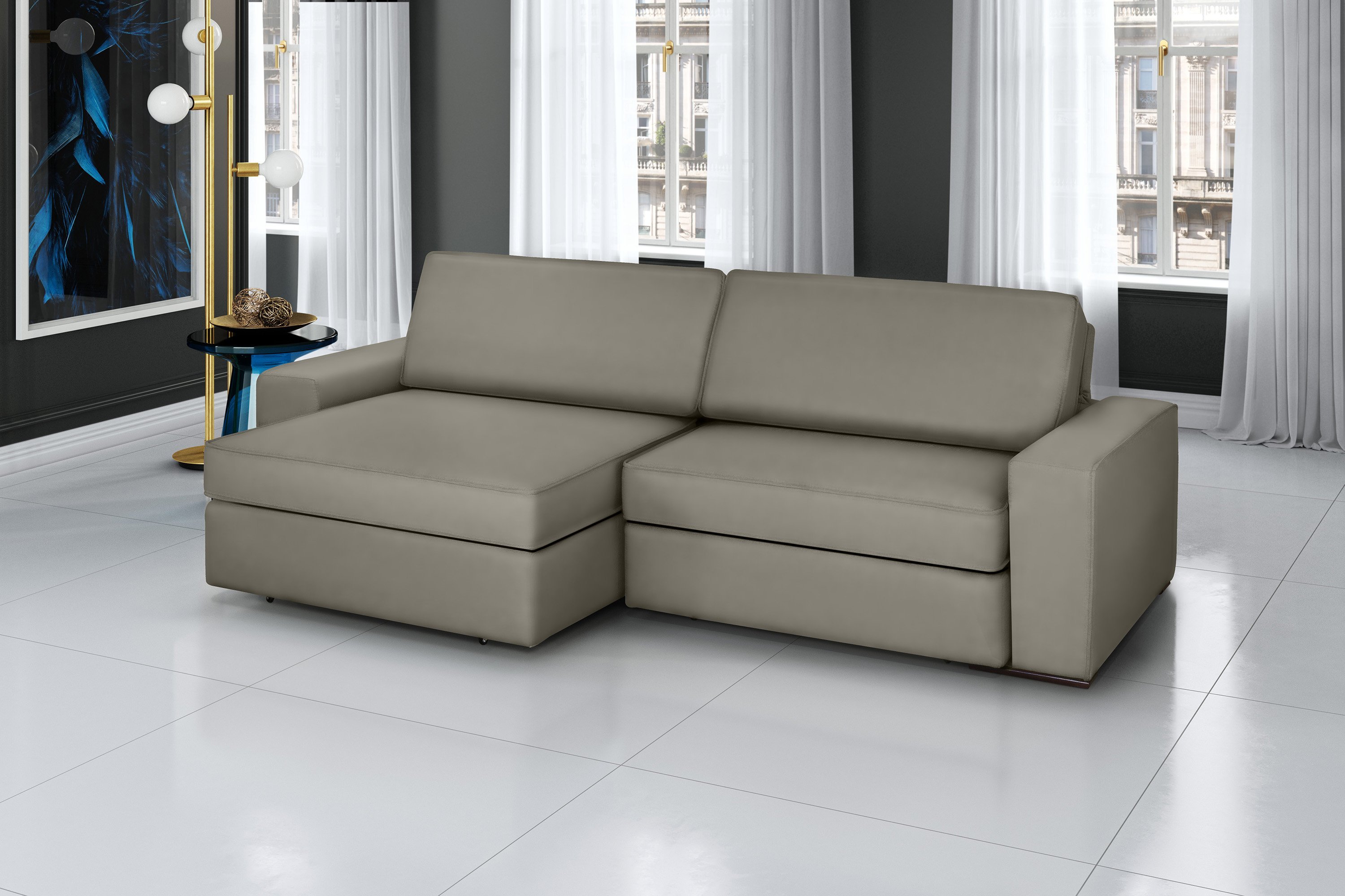 Sofá Cosmos - Retrátil / Reclinável -2,20 Mt - Veludo. Castor