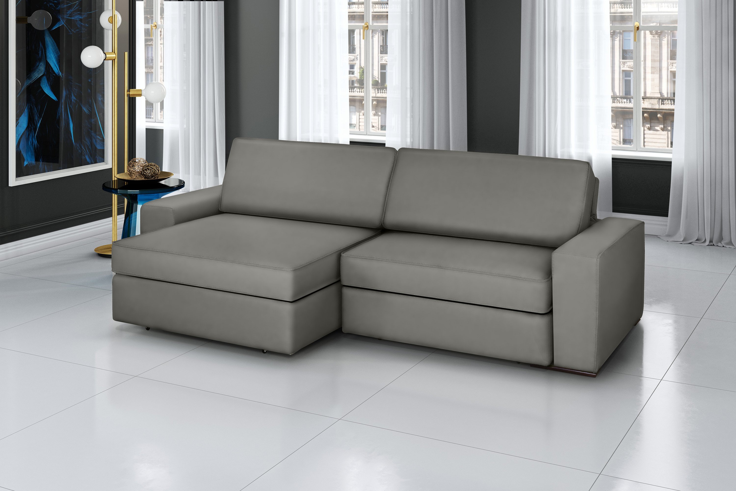 Sofá Cosmos - Retrátil / Reclinável 260 Cm Cinza