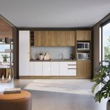Cozinha Modulada Celeste Kappesberg 100% Mdf Nogueira/branco 9 Peças