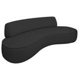 Sofá Curvo 120cm 2l E 2 Poltronas Orgânico Recepção Sala Amsterdã Linho Adj Decor Preto