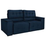 Sofá Cama Retrátil Sala Vicenza 175cm Suede Azul Marinho