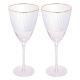 Jogo 2 Taças De Vinho Com Borda Dourada Lines Vidro Transparente 400ml Wolff