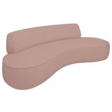 Sofá Curvo 120cm 2l E 2 Poltronas Orgânico Recepção Sala Amsterdã Linho Adj Decor Rosê