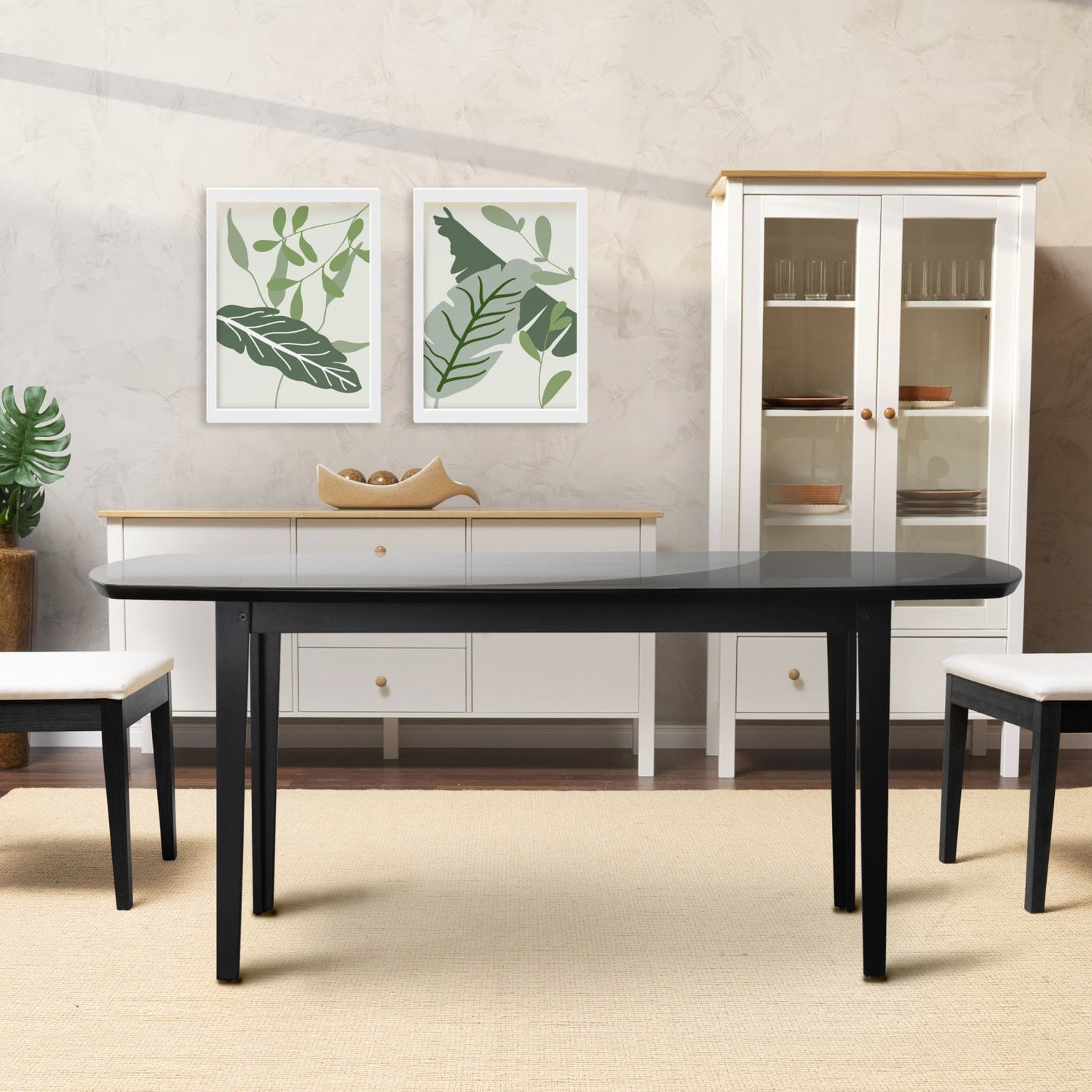 Mesa Oval 4 Lugares 1,4m Tampo Vidro E Mdf Tiê Cabecasa Madeiramadeira