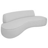 Sofá Curvo 120cm 2l E 1 Poltrona Orgânico Recepção Sala Amsterdã Linho Adj Decor Cinza