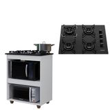 Kit Balcão Turim Com Fogão Cooktop 4 Bocas Itatiaia Preto