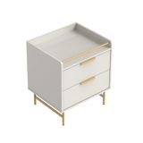 Mesa De Cabeceira Yves 2 Gv Off White E Dourada
