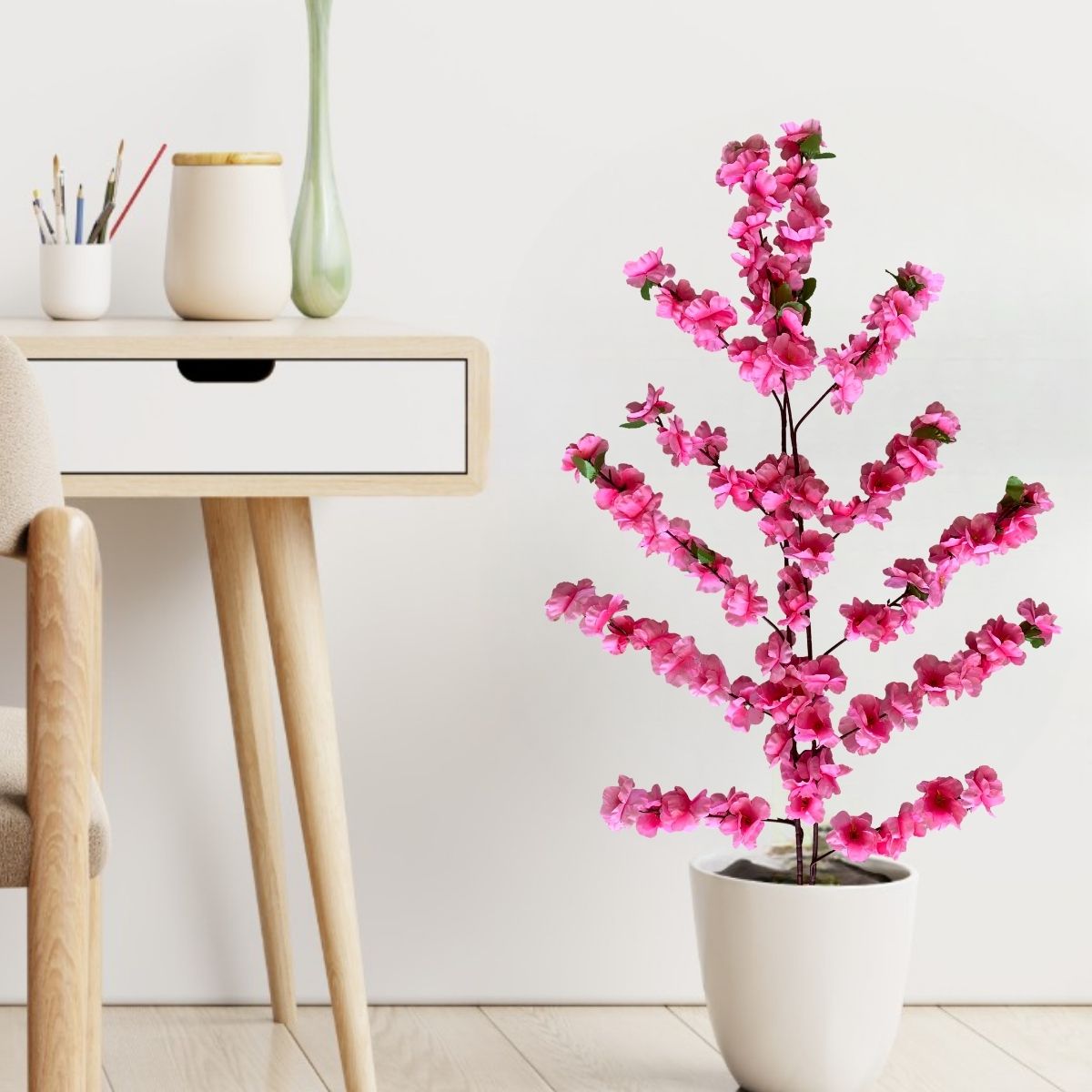 8 Galhos De Sakura Artificial Para Decoração Em Árvore De Cerejeira Permanente