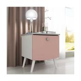 Mesa de Cabeceira 100% MDF com 1 gaveta Doçura Multimóveis Branco/Cinza/Rosa