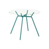 Mesa Redonda Com Tampo De Vidro 110x110 Turquesa Carraro