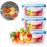 Kit 3pças - Pote Vidro Retangular Hermético Reforçado 520 Ml